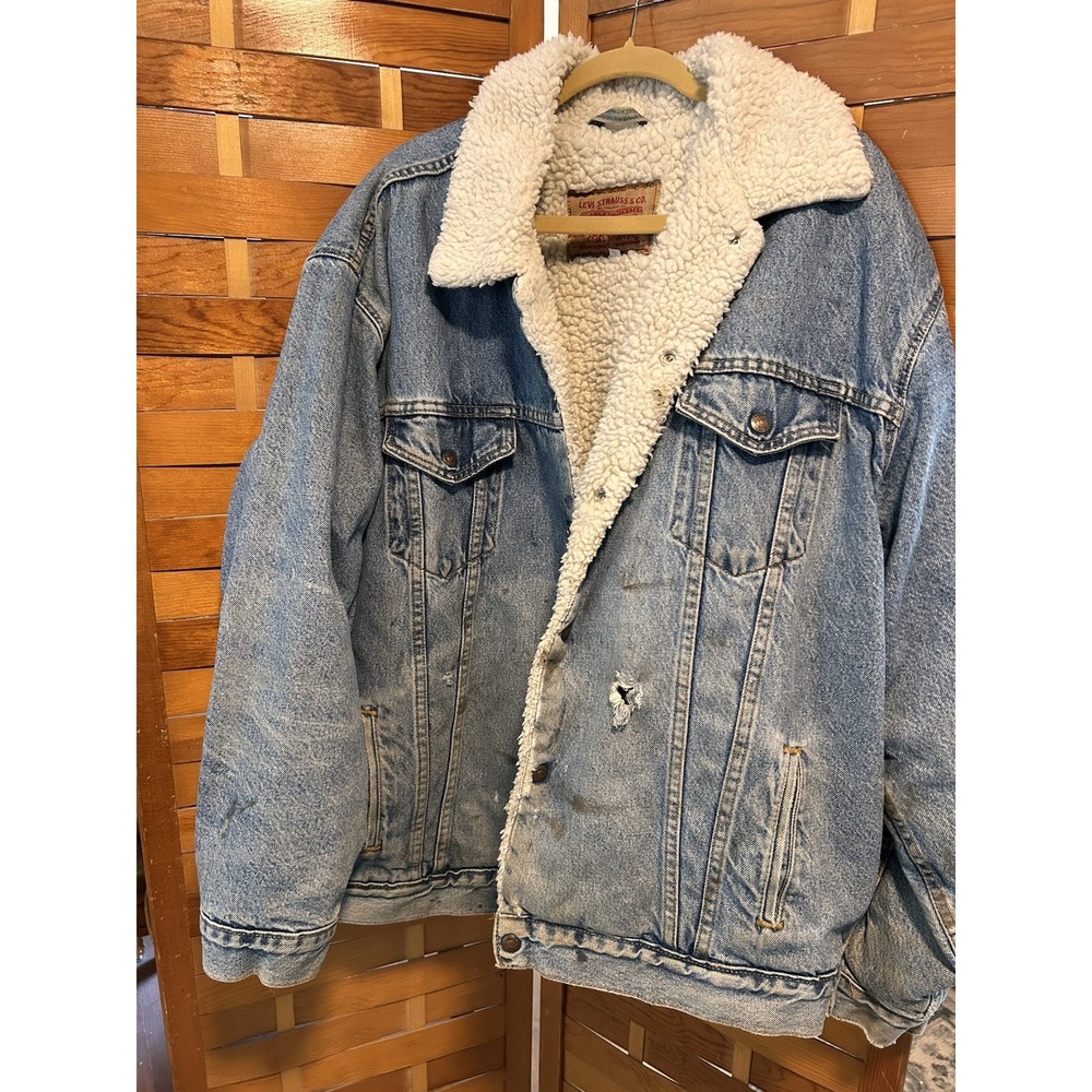 Vintage 80's Levi Sherpa Lined Tuckers Jacket XXL USA